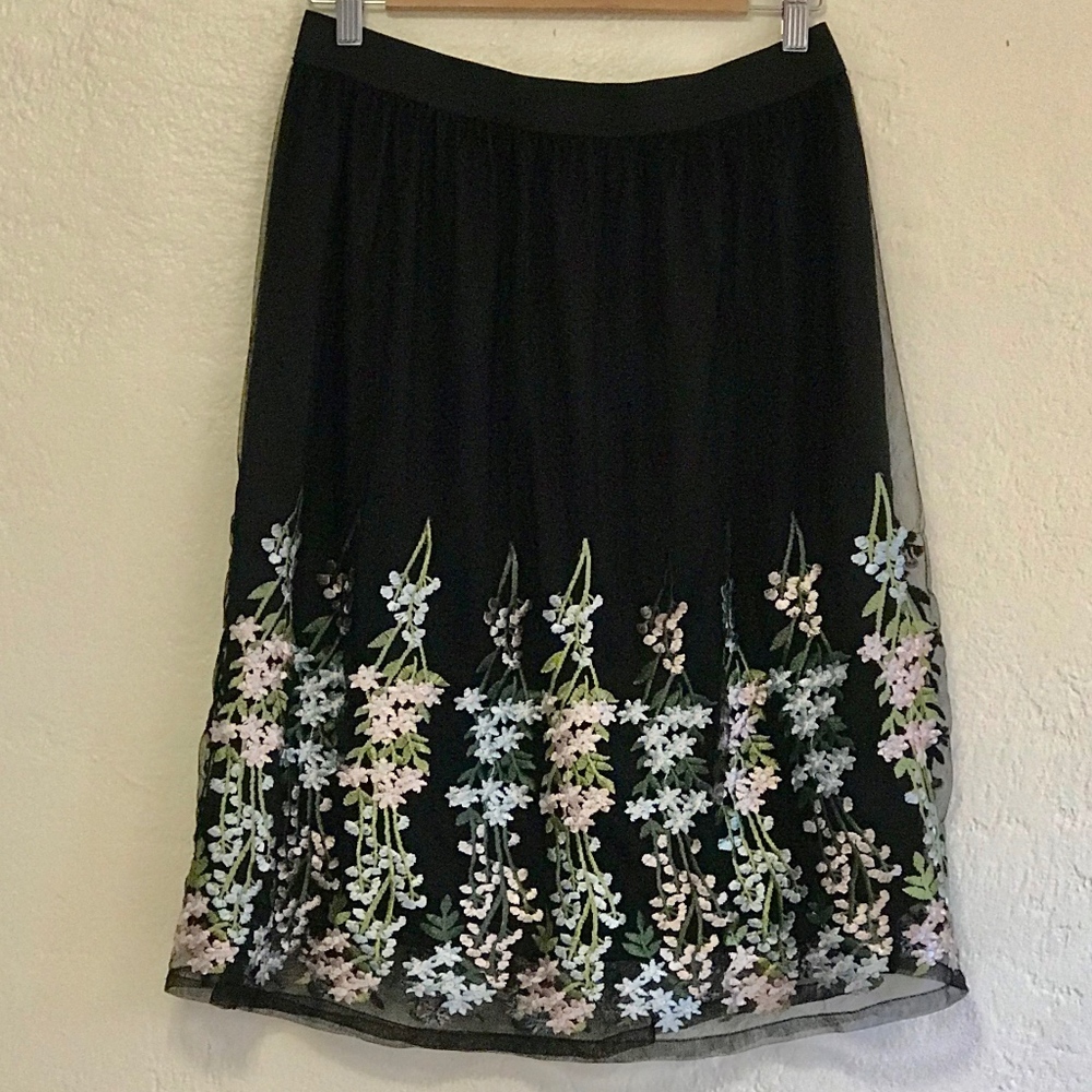 Over Kleshas embroidered black tulle dirndl skirt